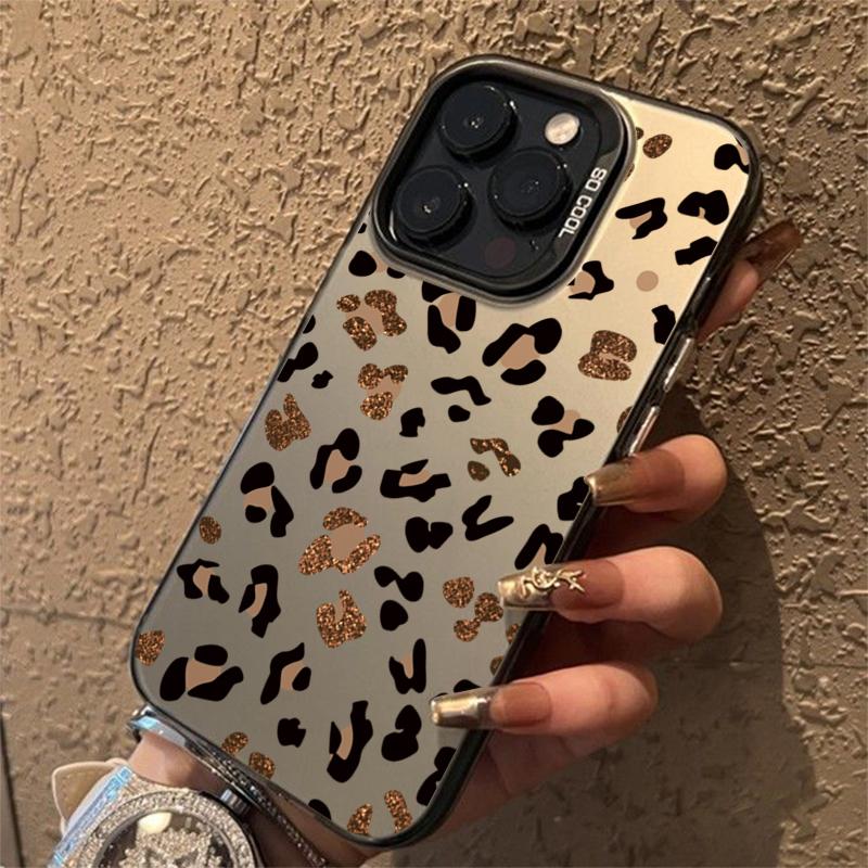 Luxury leopard print Electroplate Silver IMD Phone Case For iPhone 16 15 14 11 12 13 Pro Max Plus 7 8 Plus X XR XS Hard Cover