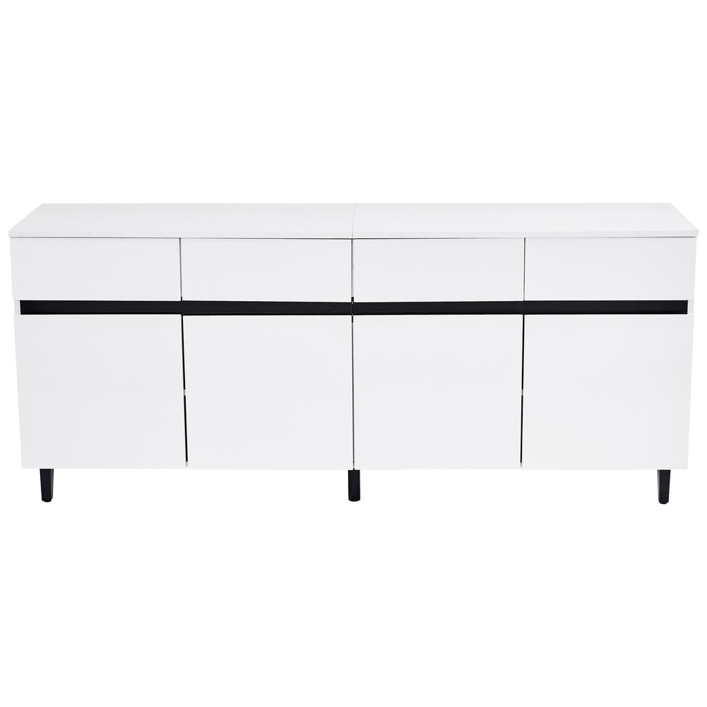 =N625P228826849W Credenza lucida, cassettiere con 4 cassetti, 2 ante e ripiani regolabili in altezza, basi, pensili ad angolo