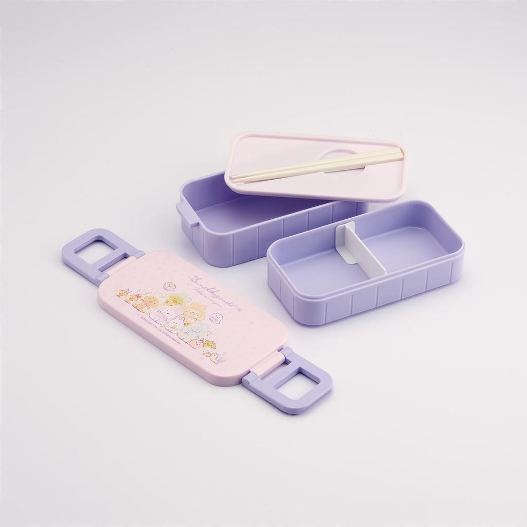 Skater Bento-låda, 2 våningar, 600 ml, för kvinnor, Tillverkad i Japan, Sumikkogurashi Charm-design, YZW3AG-A