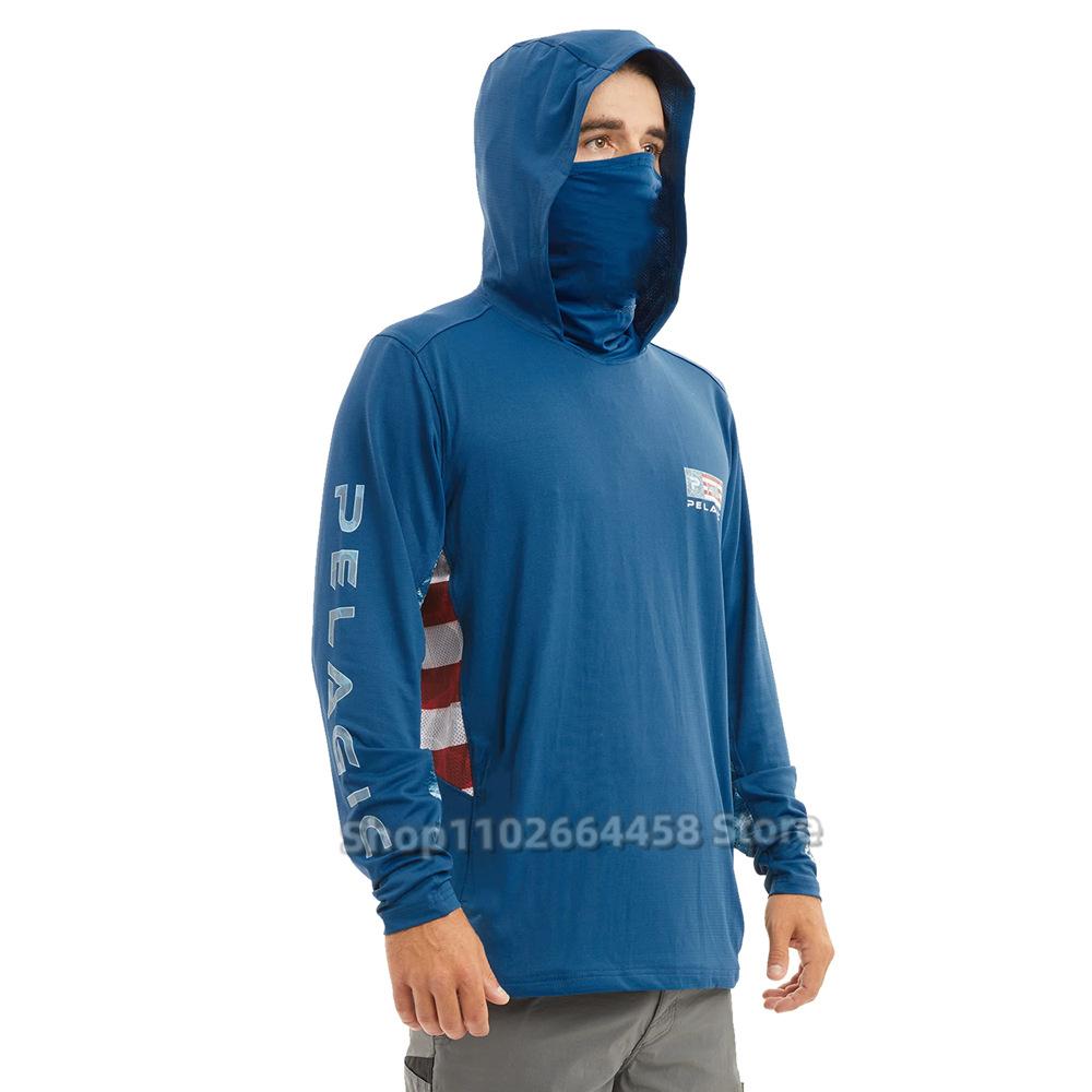 PELAGIC camouflage fishing suit for men and women long-sleeved mask hoodie sun protection breathable fishing suit can be