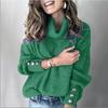 Herbst Winter Einfarbig Lässige Mode Pullover Damen Locker Lässig Strickpullover Weiblich Hoher Kragen Top