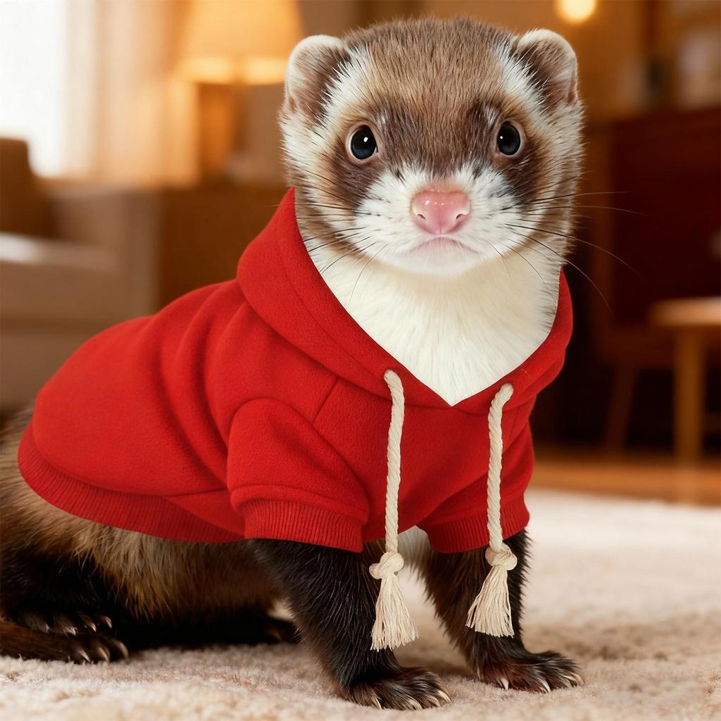 Ferret Hoodie Warm Soft Hamster Outfits With Harness Small Animal Ferret Sweater For Bunny Squirrels Chinchilla Chihuahua Pet