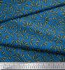 Soimoi Blue Poly Crepe Fabric Dots & Beach Leaves Decor Fabric Printed metre 42 Inch