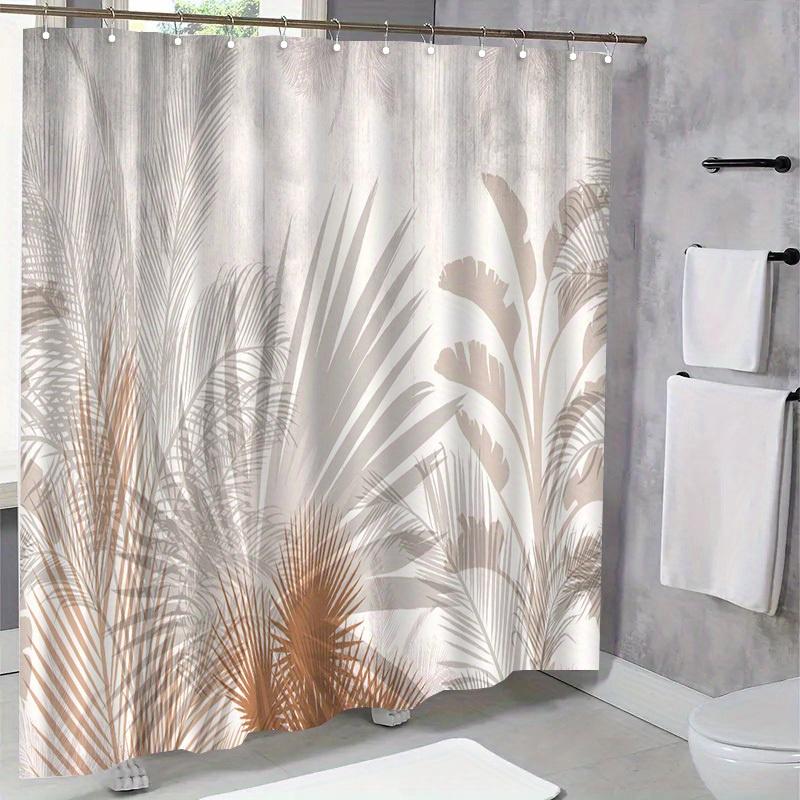 Palm Leaf Art Shower Curtain – Elegant Botanical Design, Durable Polyester with Hooks, Machine Washable Bath Decor