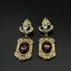 Vintage Court-Style Square Crystal Pendant Earrings with Rhinestone Inlay - Luxury Retro Design