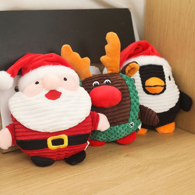 2025 Cute Cartoon Reindeer Elf Elk Christmas Ornament Soft Squeaky Stuffed Plush Dog Chew New Pet Chew Toys Gift S