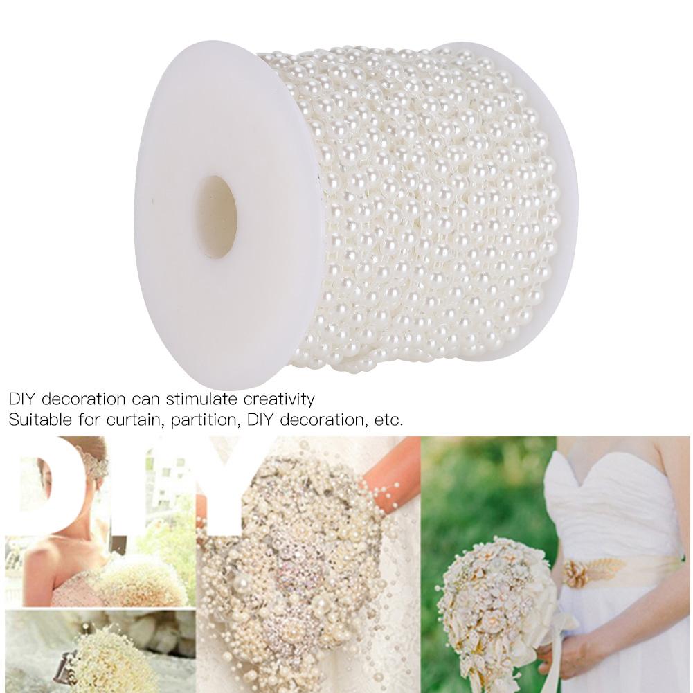 6mm 25m Faux Pearl Bead String Artificial DIY Decoration Accessories for Curtain EntranceWhite