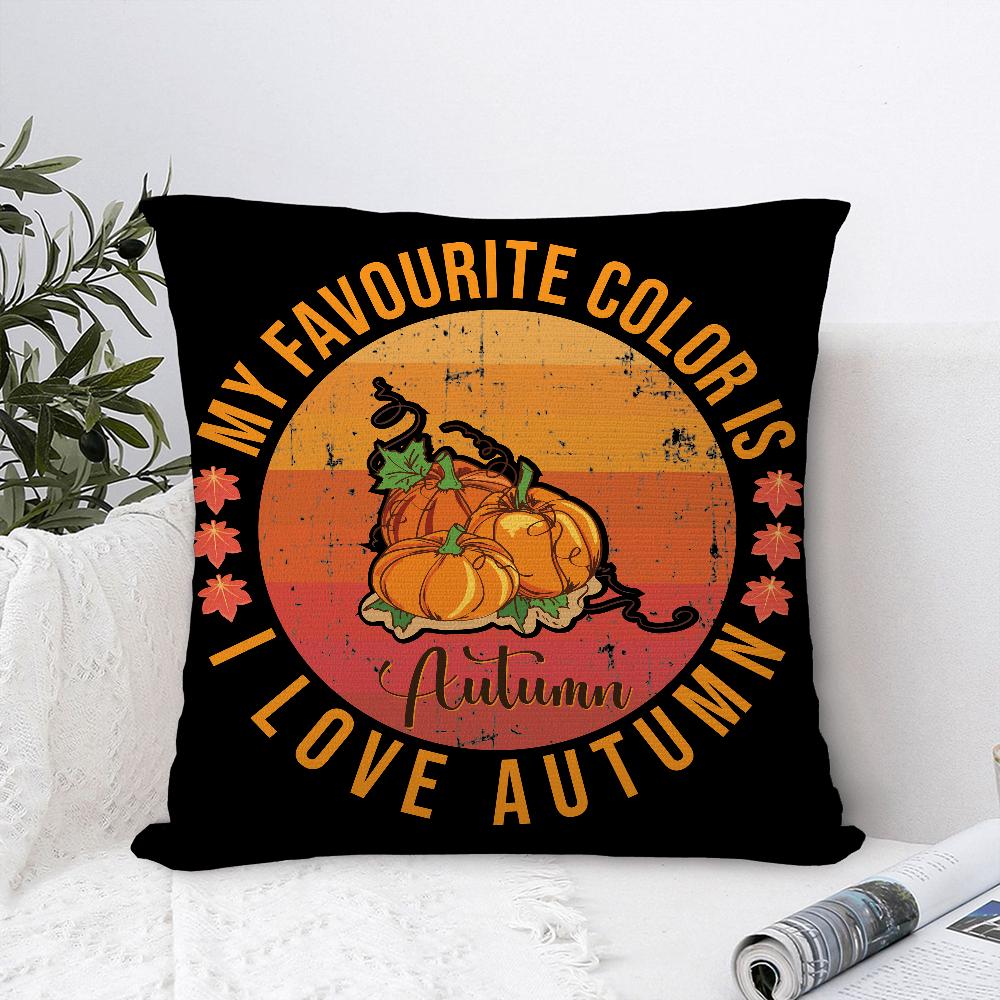 Autumn Maple Leaf Pumpkin Pillow Case Plush Fabric Soft  Pillowcase Double Sided Print Cushion Cover Household Gifts