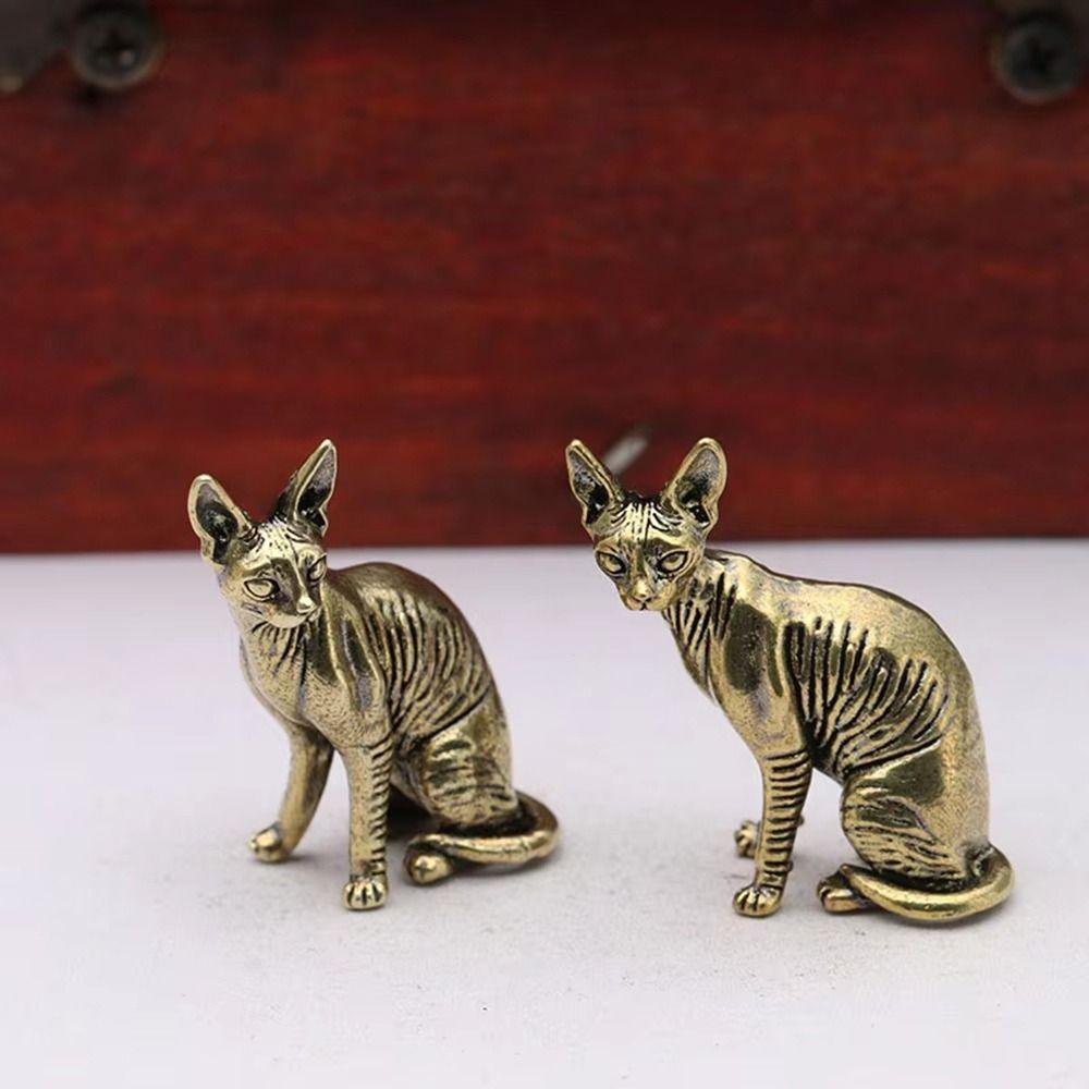 Small Office Desktop Ornaments Couple Cat Desktop Bronze Sculpture Bookshelf Decor