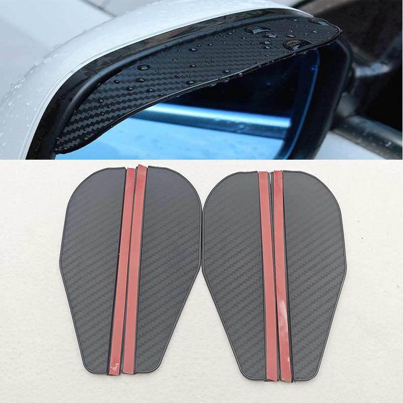 2pcs Car Rearview Mirror Rain Eyebrow Carbon Fiber Rain Shield Sun Shade Clear Vision Protector For Auto Mirror Accessories