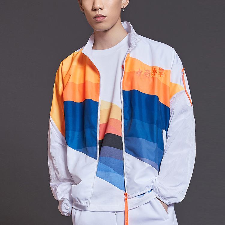 Li Ning New York Fashion Week Series Stand Collar Loose Sports Jacket Men Jacket Standard-White AJDP653-2