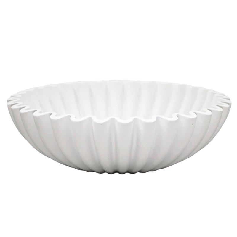 Handicraft Decorative Bowl Ruffle Scalloped Fluted Key/Fruit Rings Dish Organic Modern Home Decors Resin Fruit Bowl белый