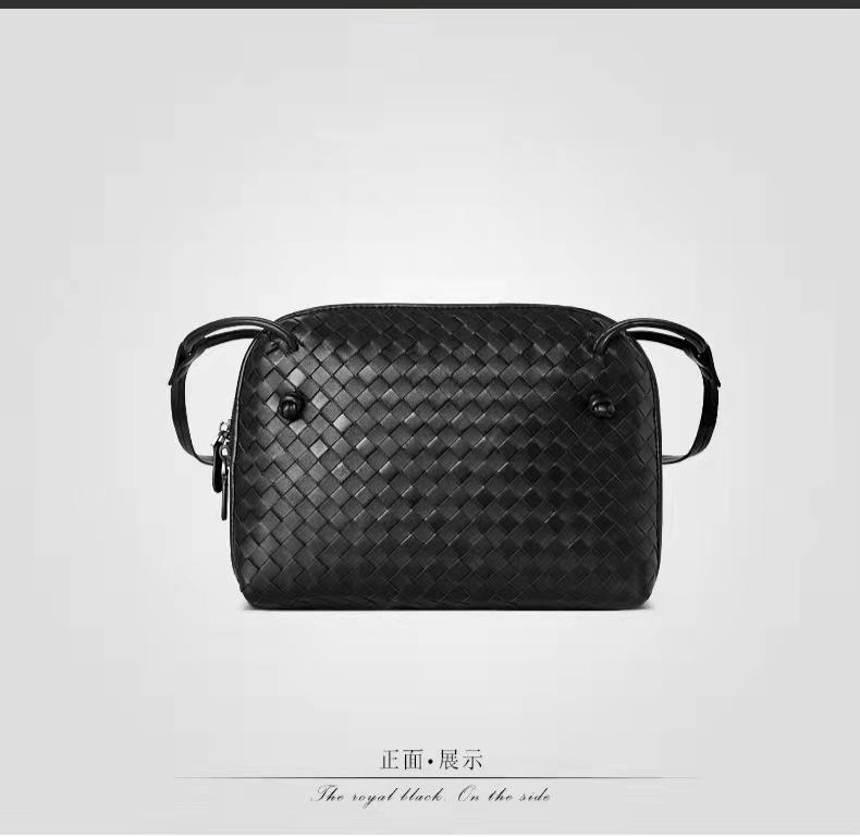 Double Zipper Crossbody Bag Leather Woven Shoulder Bag Double-layer Shell Bag Korean Trend Versatile Crossbody Small Bag