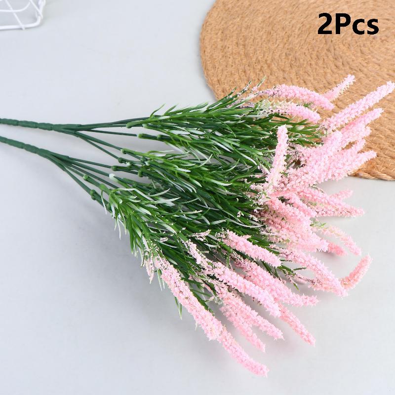 2Pcs Artificial Lavender Wheat Bouquet Artificial Flowers Display for Home Living Room Wedding Party Rustic Garden Decor
