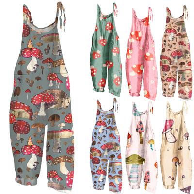 Modischer, süßer, frisch bedruckter, lässiger Vintage-Trägeroverall für Damen
