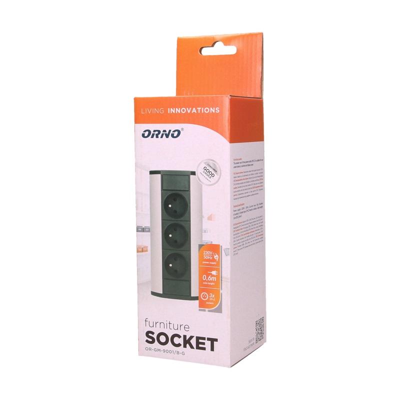 Furniture Socket 3X2P+Z Black-Silver - On-9001/Bg