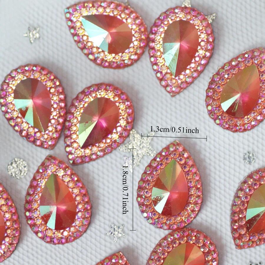 25Pcs13 * 18mm Pointed Water Droplet Shaped Resin Diamond DIY Jewelry Accessories, Clothing Bags, Inlaid Creative Accessories