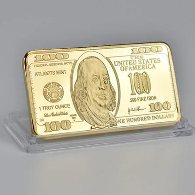 Usa lingotto d'oro da 100 dollari barra d'oro 24K moneta metallica americana lingotti d'oro Usd