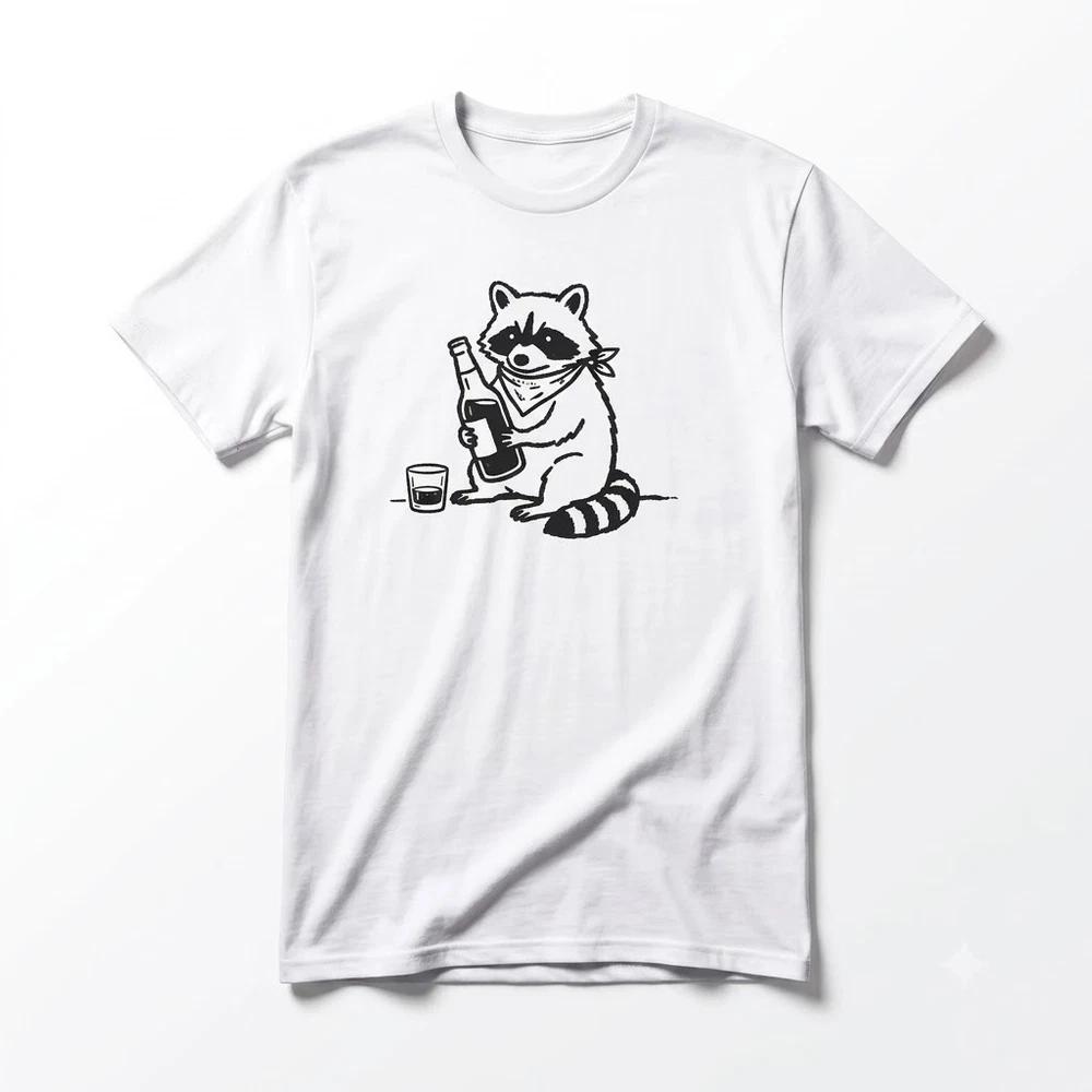 Raccoon Drinking Beer Funny Racoon Gift For Friends White TShirt S