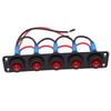 5 Gang Rocker Switch Panel 20A Red Circular On Off Switch Water Proof Aluminum Alloy Panel for Car Boat RV Truck Trailer
