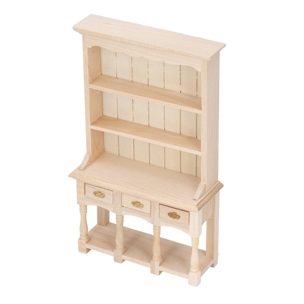 Dollhouse Bookshelf 1 12 Scale 3 Layer Drawer Design Classic Pure Colors DIY Coloring Miniature Bookcase for Gift