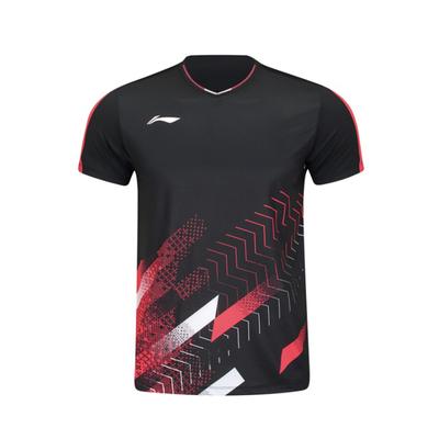 Li Ning Trainingsserie High Street Provinzteam Atmungsaktives Wettkampf Kurzarm Badmintonshirt Herren Oberteile Schwarz AAYV043-1