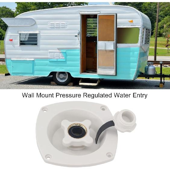 Sorandy RV Water Inlet Wall Mount City Water Fill Inlet with Check Valve, Pressure Regulated Water Entry Regulator for Camper Trailer Marine