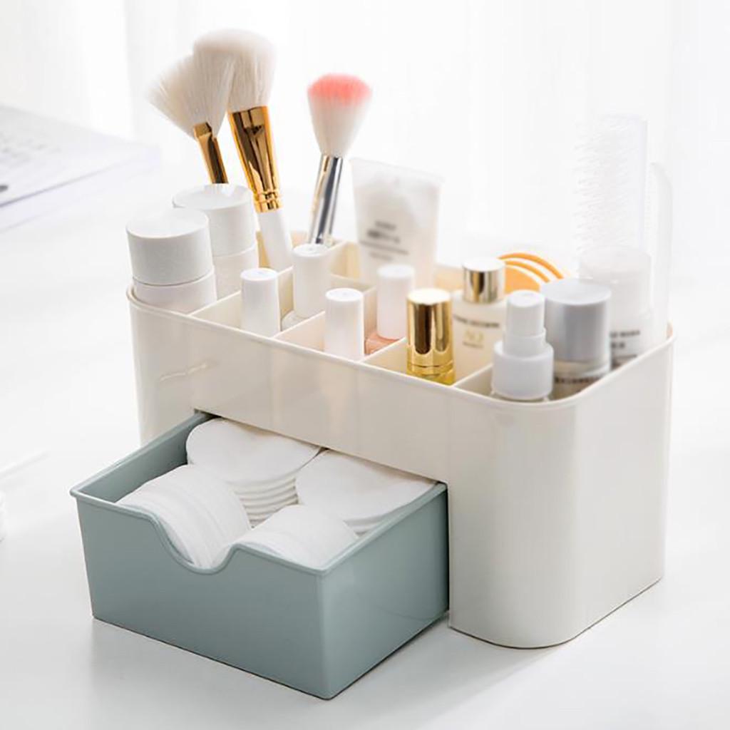Plastic desktop cosmetic box with small drawer multifunctional desk storage box