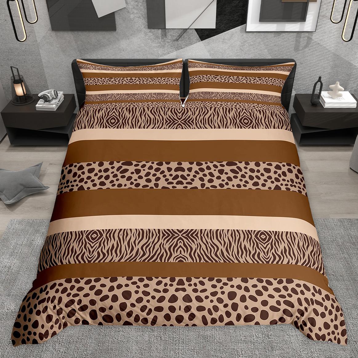 Comforter Homewish Chic Leopard Print Animal Printed Comforter Set Wildlife Cheetah Patchwork Bedding Set Comforter (quilt)-EU Single(135*200cm)3pcs