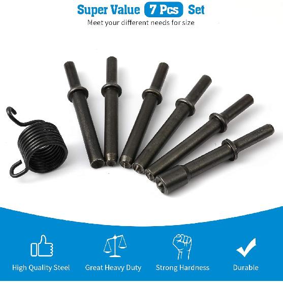 7 Pcs Great Heavy Duty Smoothing Pneumatic Air Rivet Hammer Tools Kit