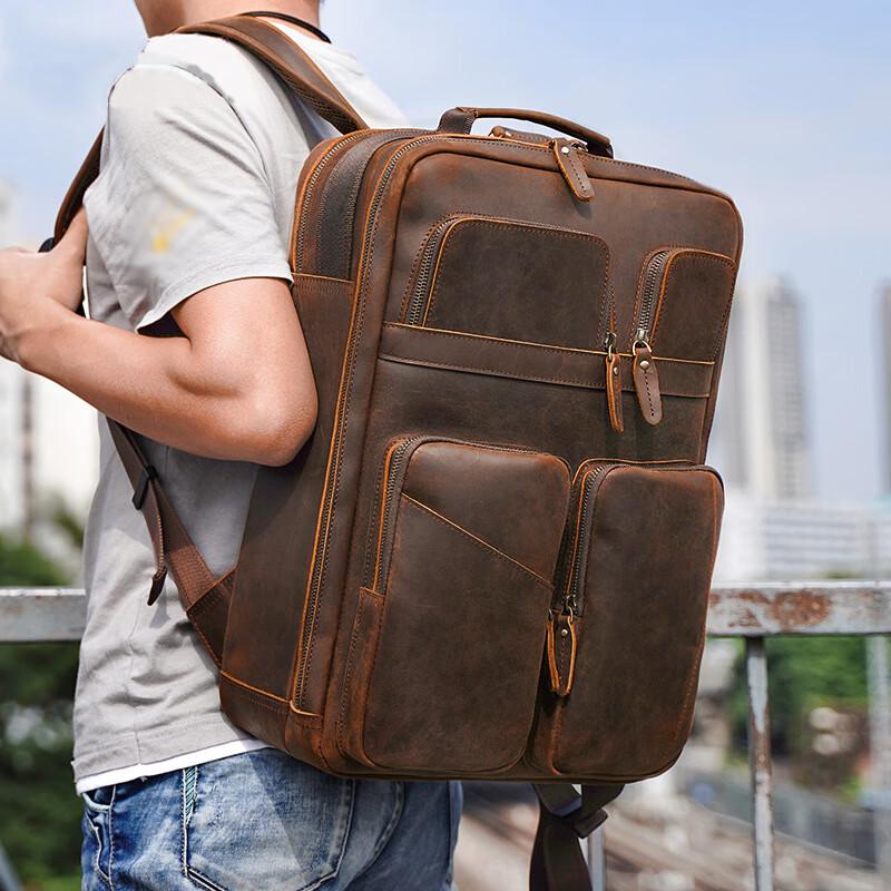 Zutong Men's Genuine Leather Business Laptop Backpack