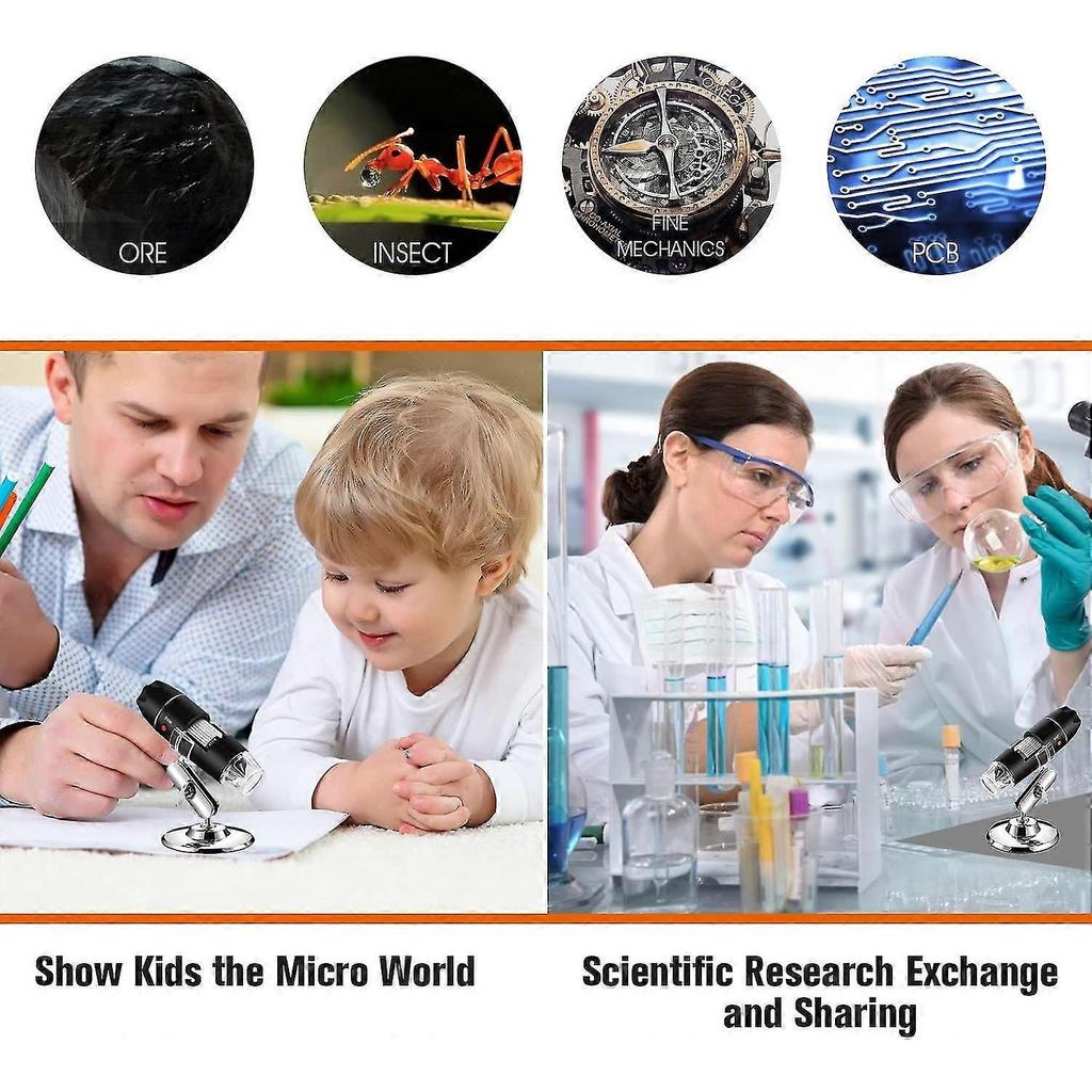 Usb Digital Microscope, Portable 40x-1000x Magnification Endoscope, 8 Led Digital Microsco