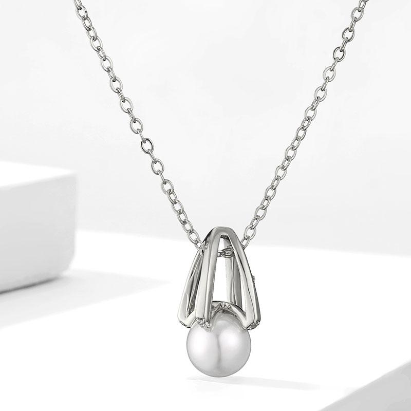 

ZAKOL Simple Hollow Triangle Round Imitation Zircon Pendant Necklace Korean Trendy Minimalist Fashion Zircon Gift for Women