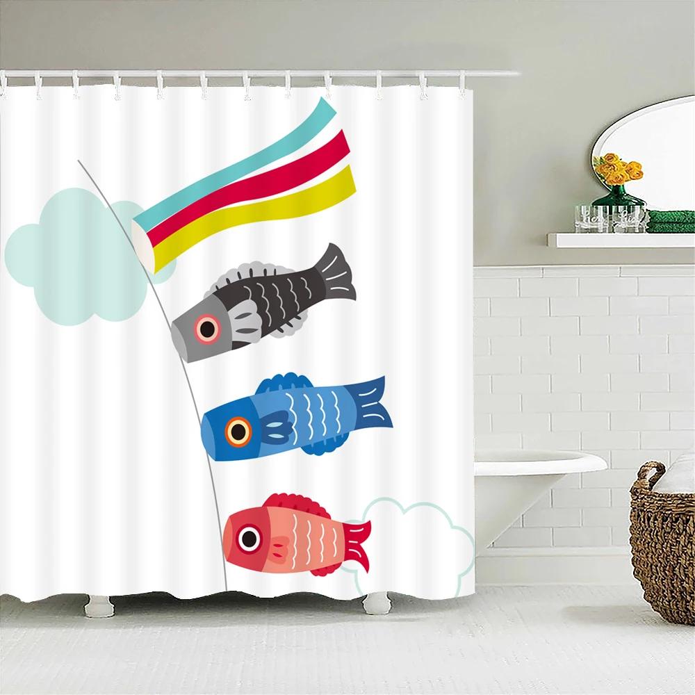 Japanese-style Shower Curtain 3d Ink Painting Bathroom Curtain Waterproof  With Hooks 180*240CM Shower Curtain Polyester Fabric