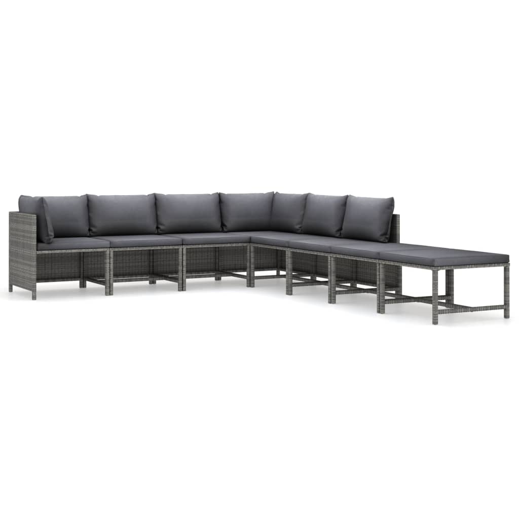 Vidaxl 8-Cz. Garten-Sitzgruppe, Kissen, PE-Rattan, Grau