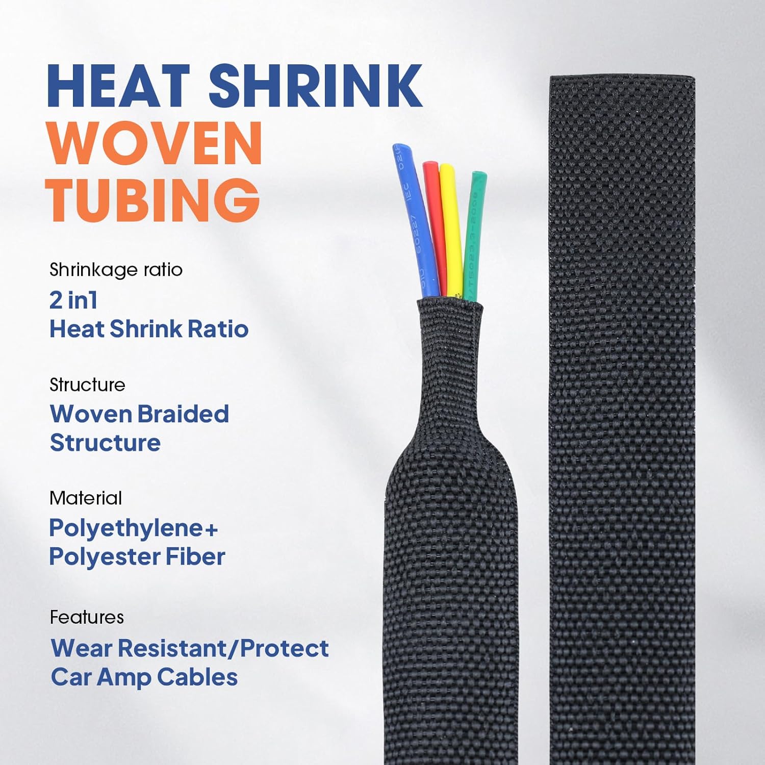 

2 to 1 Heat Shrink Woven Tubing Braided Sleeving for Auto Cable Harness (1-3/8 ID, 216in) United States