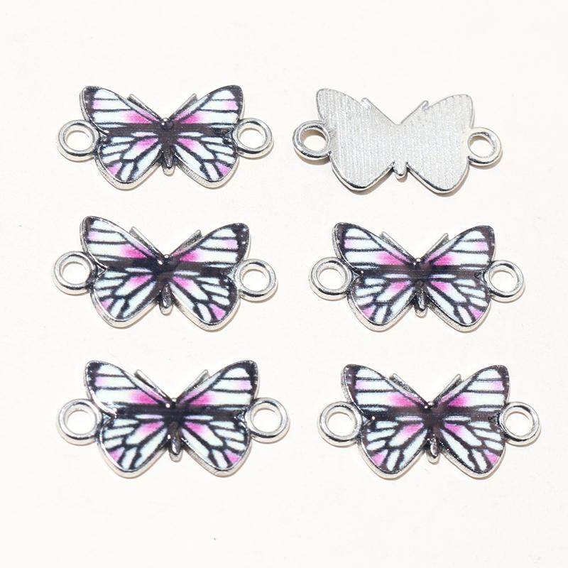 10pcs 14x16mm Acrylic Butterfly Charms Alloy Metal Charm Pendant For Necklace Bracelet DIY Jewelry Making Accessories Findings