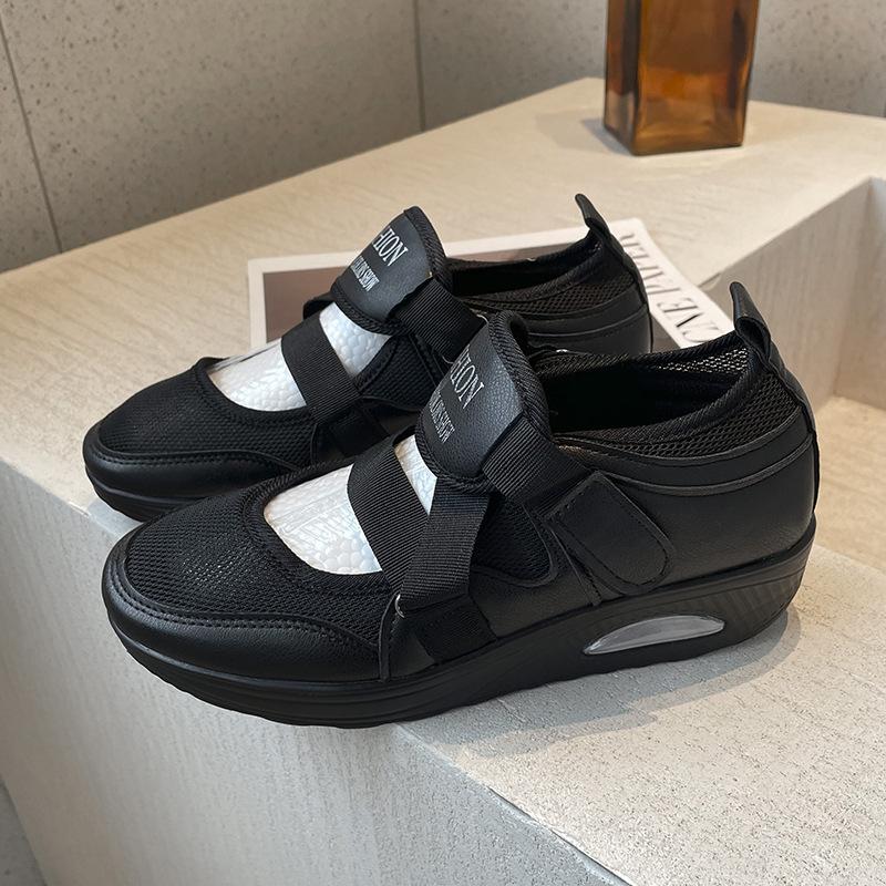 

Summer New Air Cushion Women S Single Shoes Thick-Soled Air Cushion Women S Casual Shoes Large Size Velcro Shoes 43 чорний