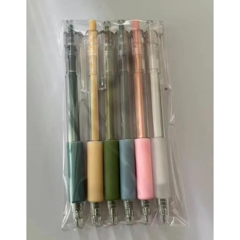 

6PCS Morandi Color Push Kawaii Gel Pens Creative Color Press Pen Office Stationery Water-Based Back To School