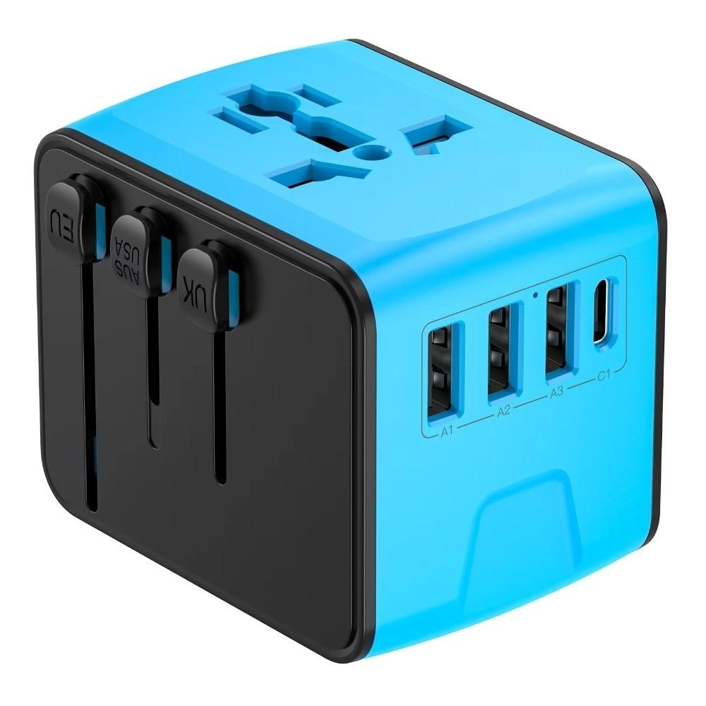 Hochgeschwindigkeits-Reiseadapter für internationale Reisen, 4 USB-Anschlüsse, GaN-Reiseadapter, UK/AU/EU/US
