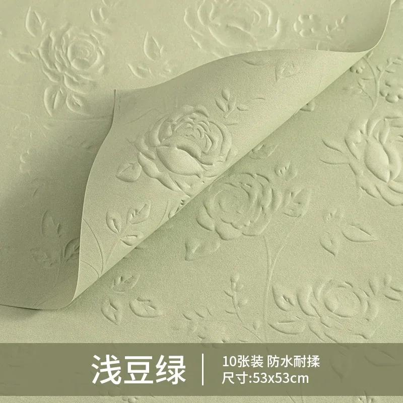 10piece 50x50cm 3D Flower Bouquet Wrapping Paper 3D Rose Texture Kraft Paper Floral Materials Birthday Gift Packaging Party Deco