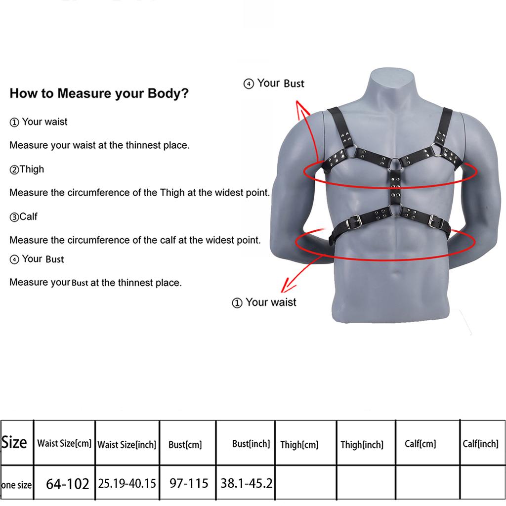 Men'S Sexy Chest Strap Pu Leather Underwear Men'S Adjustable Carnival Gay Clothing Bdsm Fetish Full Body Strap