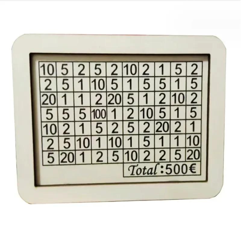 Sparbössa, Spargris, Träsparbössa, Återanvändbar sparbössa med sparmål och siffror att kryssa för hjälper till med sparvanan