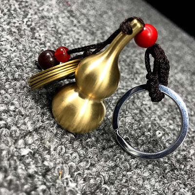 Vintage Blessing Paper Lucky Rope Feng Shui Coins Car Accessories Brass Calabash Bag Keychain Keyfob Car Key Chain Key Rings