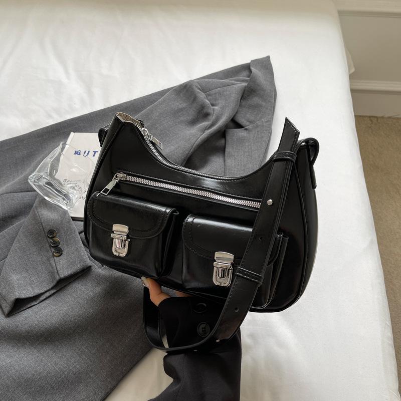 Retro Multi Pocket Underarm Bag Women's Shingle Shoulder Bag New Fashion Personalized Cool Girl Motorcycle Crossbody Bags