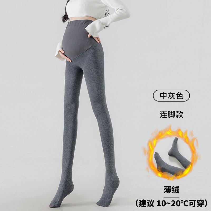 Pregnant Women Stepping Leggings Spring and Autumn Thermal Pantyhose Outer Wear Leggings Autumn Velvet Thickened Stockings with Socks