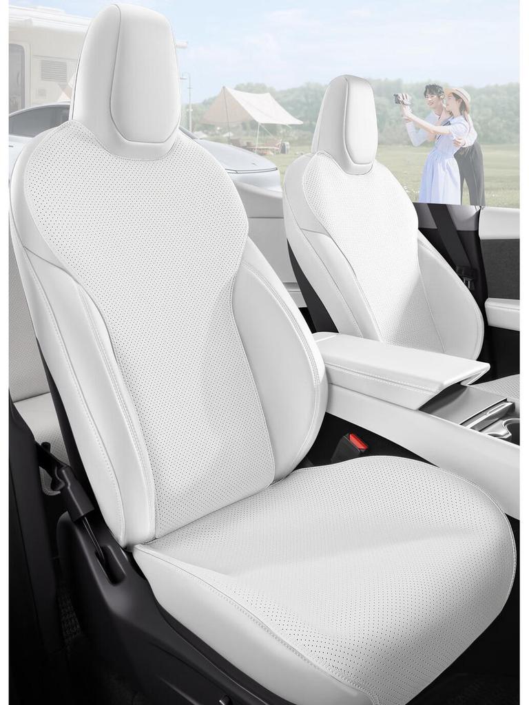 Tesla Model Y Seat Cushion Protector - Napa Leather, Breathable, Ventilated