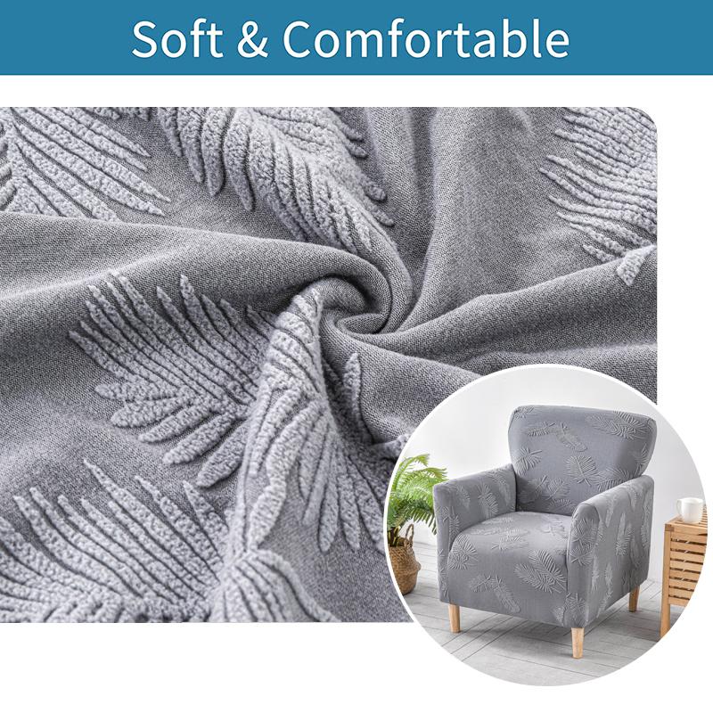 Jacquard Tub Chair Cover Feather Pattern Small Single Armchair Cover Spandex Club Sofa Cover Stretch Home Bar Counter Hotel
