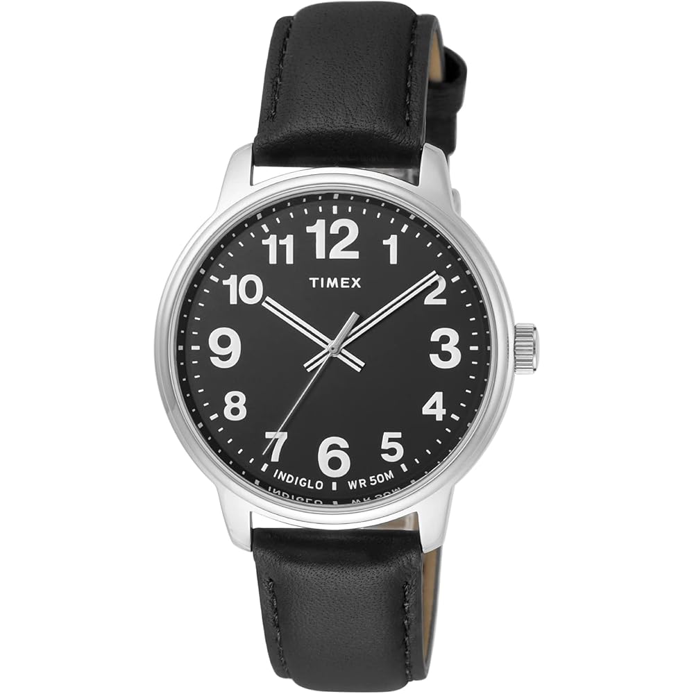 Мужские часы TIMEX EasyReader, черный циферблат, латунь, минеральное стекло, кварцевый механизм, телячья кожа, TW2V21400 [Оригинал]