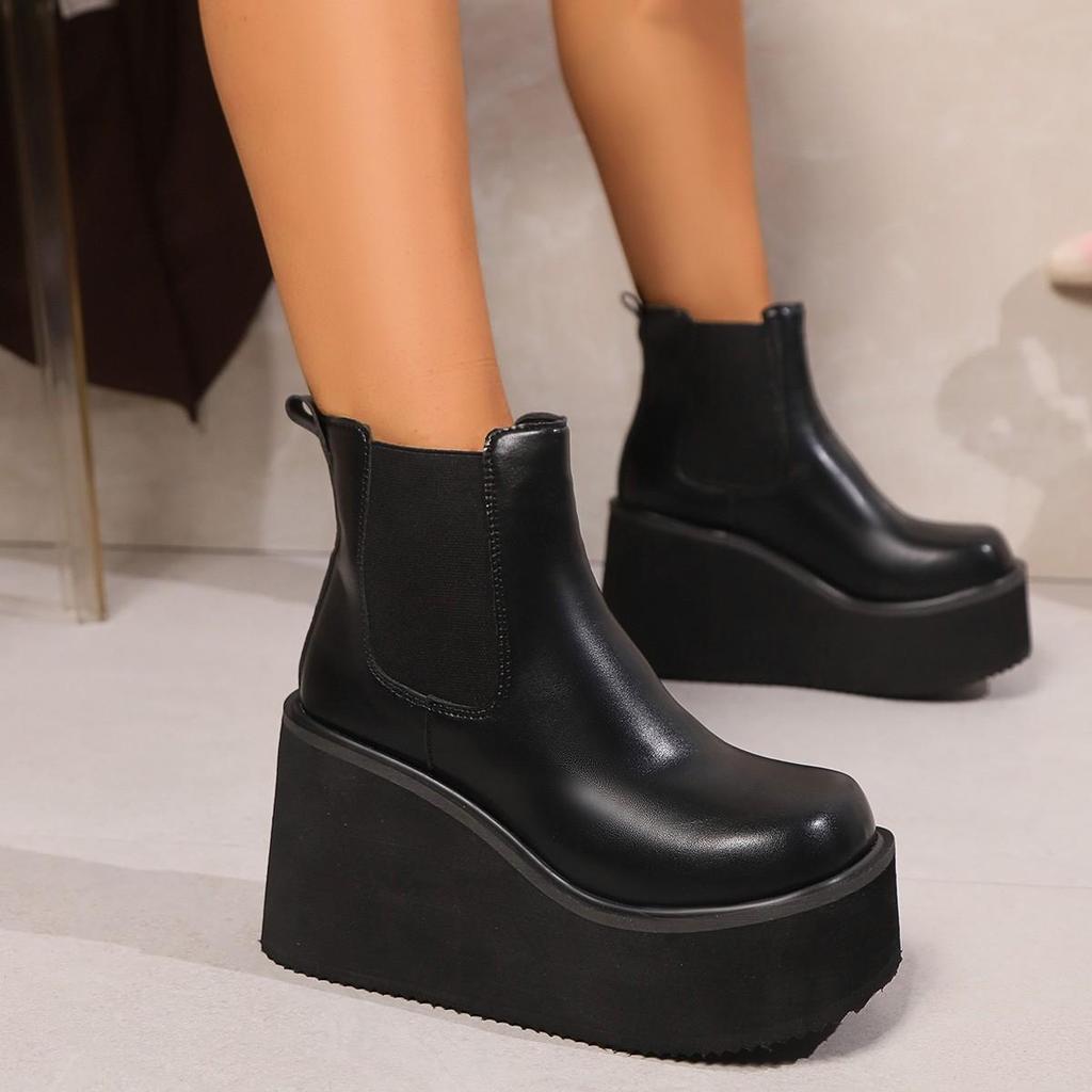 Invierno Nuevo Mujer Conciso Alta Calidad Cálido Plataforma Botas Mujer Diseñador Moda Elegante Aumentando Botas Zapatos para Mujer